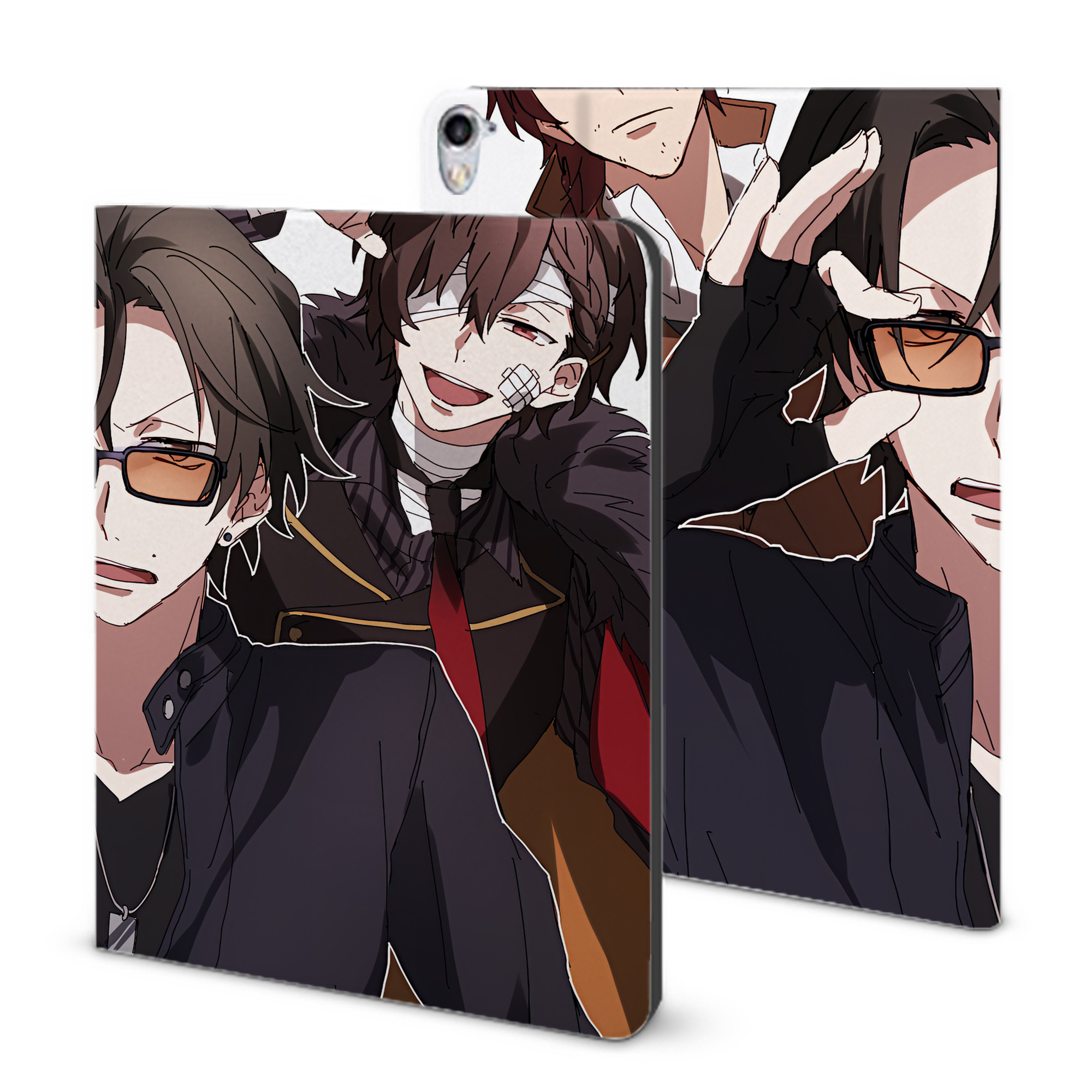 （画像用） 文豪ストレイドッグス Bungo Stray Dogs IPad ケース ブック型 PUレザー TPU 耐衝撃 軽量 薄型 ペン収納なし 全面保護 IPad 各モデル対応